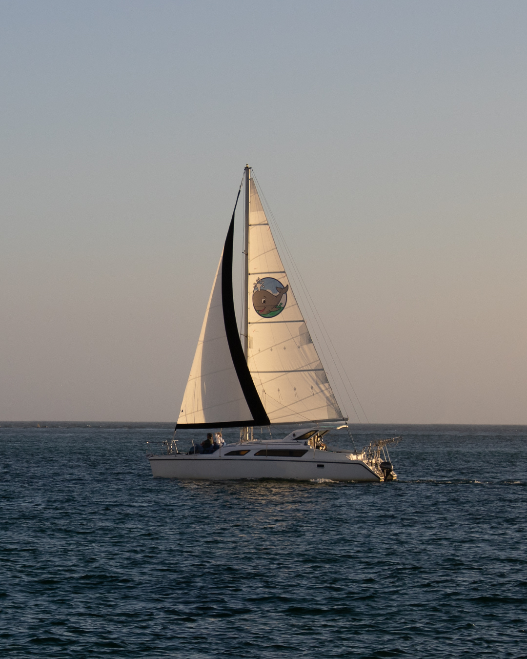 Photo of a sailboat at sunset